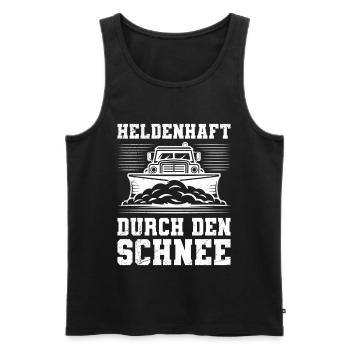 Snow clearing HEROICALLY THROUGH THE SNOW - Men's Premium Organic Tank Top - black - Front - AI Model Male 178 light (178cm)
