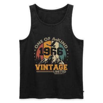 Vintage, 1966, Anniversaire, Vintage, Cadeau rétro - Débardeur bio Premium Homme - noir - Devant - Michal (187cm)