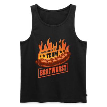 Project Manager Team Bratwurst | Grilling Fire - Men's Premium Organic Tank Top - black - Front - AI Model Male 178 light (178cm)