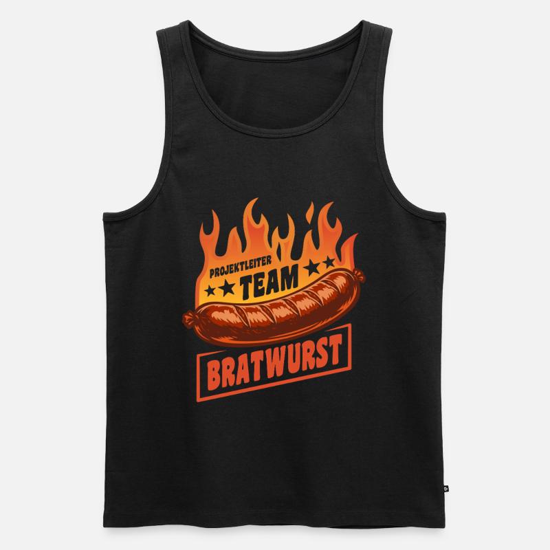 Projektleiter Team Bratwurst | Grillen Feuer - Männer Premium Bio Tank Top - Schwarz