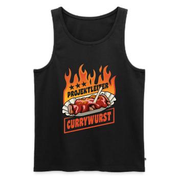 Project Manager Currywurst | Fast Food | Flames - Men's Premium Organic Tank Top - black - Front - AI Model Male 178 light (178cm)