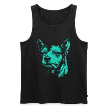 Chihuahua fumant un chien drôle mème humour Chi - Débardeur bio Premium Homme - noir - Devant - Michal (187cm)