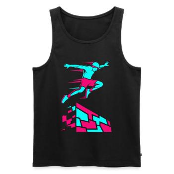 Parkour Freerunning - Men's Premium Organic Tank Top - black - Front - AI Model Male 178 light (178cm)