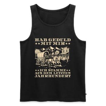 Vintage Last Century Humor - Men's Premium Organic Tank Top - black - Front - AI Model Male 178 light (178cm)