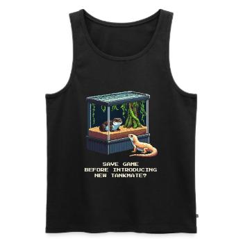 Save Before New Entry | Terrarium Vergesellung - Men's Premium Organic Tank Top - black - Front - AI Model Male 178 light (178cm)
