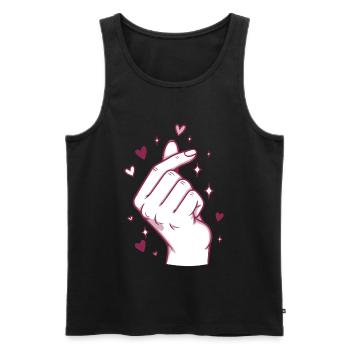 Kpop Musique coréenne Doigts mignons Cœur Amour Corée - Débardeur bio Premium Homme - noir - Devant - AI Model Male 178 light (178cm)