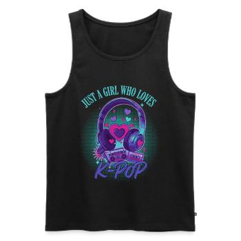 Juste une fille qui adore la musique coréenne de la K-pop mignonne - Débardeur bio Premium Homme - noir - Devant - AI Model Male 178 light (178cm)