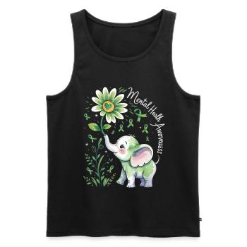 Elephant for Mental Health Awareness - Men's Premium Organic Tank Top - black - Front - AI Model Male 178 light (178cm)