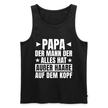 Papa chauve qui dit la fête des pères - Débardeur bio Premium Homme - noir - Devant - Michal (187cm)