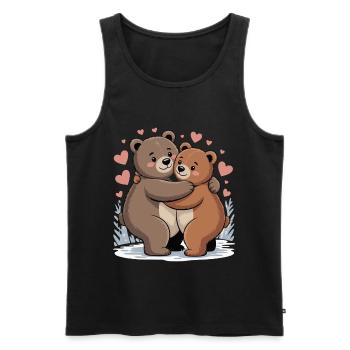 Two bears hug with hearts - Men's Premium Organic Tank Top - black - Front - Michal (187cm)