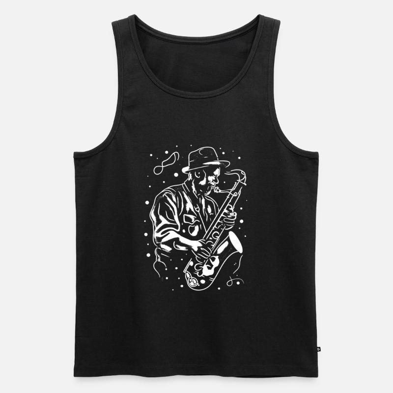 Saxophon Opa - Männer Premium Bio Tank Top - Schwarz