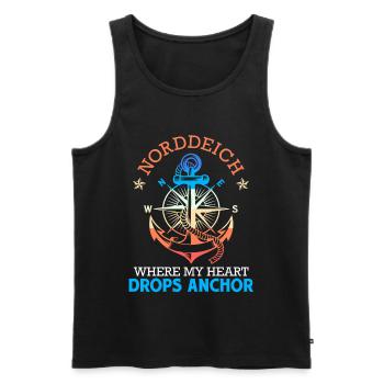 North Sea NORTH DIKE WHERE MY HEART DROPS ANCHOR Funny - Men's Premium Organic Tank Top - black - Front - Michal (187cm)