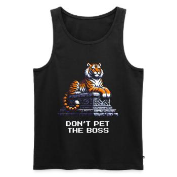 Ne caressez pas le patron | Avertissement Tigre - Débardeur bio Premium Homme - noir - Devant - AI Model Male 178 light (178cm)