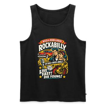 Rockabilly Vintage 50s Rock & Roll - Männer Premium Bio Tank Top - Schwarz - Vorne - AI Model Male 178 light (178cm)