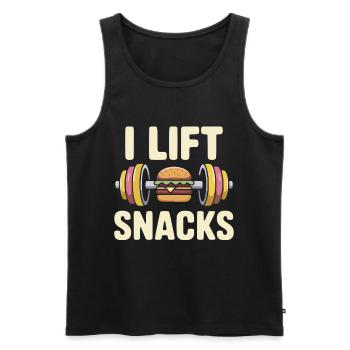 I Lift Snacks Fitness Humor Design - Men's Premium Organic Tank Top - black - Front - AI Model Male 178 light (178cm)