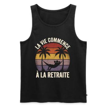 Das Leben im Ruhestand beginnt – Männerhumor - Männer Premium Bio Tank Top - Schwarz - Vorne - AI Model Male 178 light (178cm)