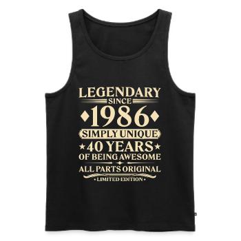 40e anniversaire Vintage Born Unique 1986 - Débardeur bio Premium Homme - noir - Devant - Michal (187cm)