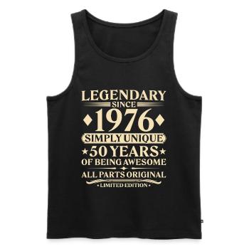 1976 Naissance unique 50e anniversaire - Débardeur bio Premium Homme - noir - Devant - AI Model Male 178 light (178cm)