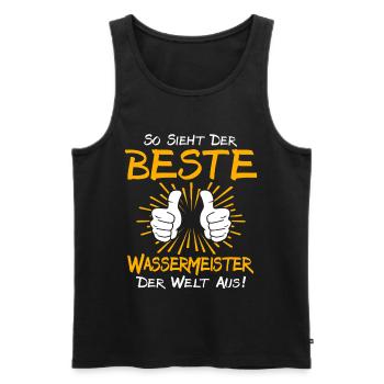 Water Master Gift Idea - Men's Premium Organic Tank Top - black - Front - Michal (187cm)