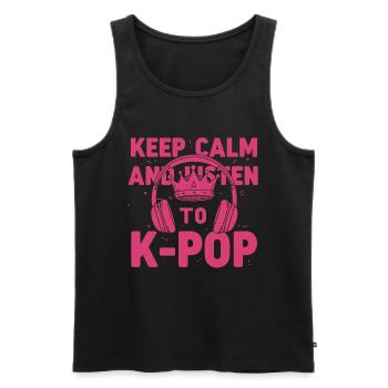 Restez calme et écoutez la musique coréenne K-Pop - Débardeur bio Premium Homme - noir - Devant - AI Model Male 178 light (178cm)