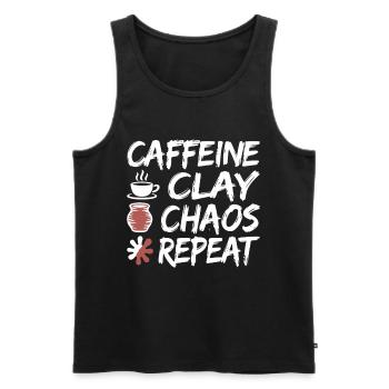 Caffeine Clay Chaos Repeat Design - Men's Premium Organic Tank Top - black - Front - Michal (187cm)