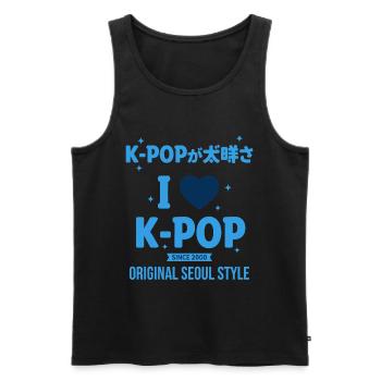 I Love K-Pop Original Seoul Style Since 2000 - Men's Premium Organic Tank Top - black - Front - Michal (187cm)