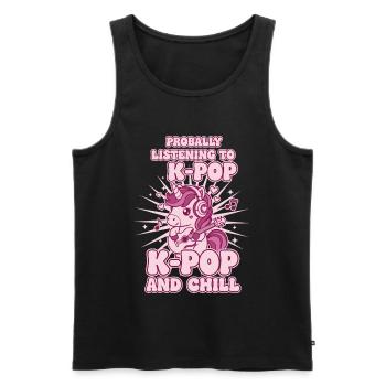 Probally Listening To K-Pop And Chill Unicorn - Men's Premium Organic Tank Top - black - Front - AI Model Male 178 light (178cm)