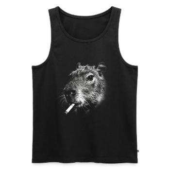 Rauchen, Zigarette, Capybara raucht eine Zigarette - Männer Premium Bio Tank Top - Schwarz - Vorne - AI Model Male 178 light (178cm)