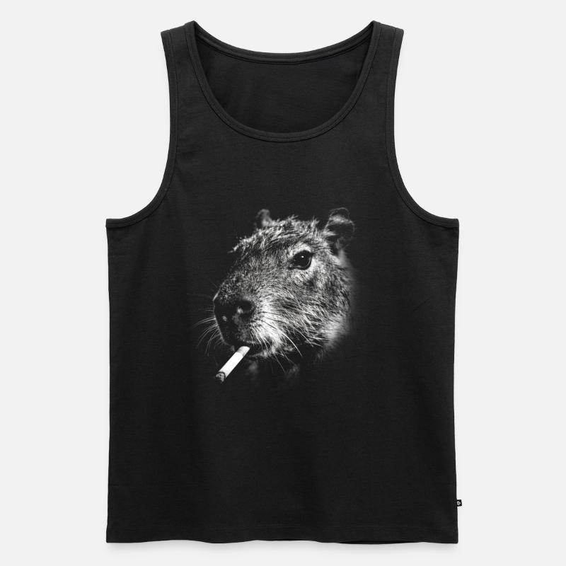 Fumer, cigarette, capybara, fumer une cigarette - Débardeur bio Premium Homme - noir