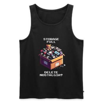 Memory full: Erase nostalgia? | Decluttering - Men's Premium Organic Tank Top - black - Front - AI Model Male 178 light (178cm)
