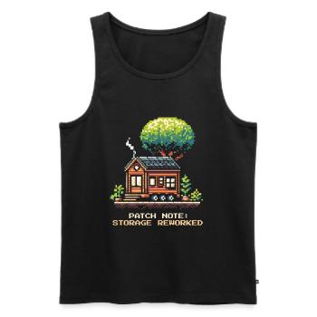 Espace de stockage révisé | Ordre des Tiny House - Débardeur bio Premium Homme - noir - Devant - AI Model Male 178 light (178cm)
