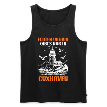 North Sea REAL HOLIDAYS ARE ONLY AVAILABLE IN CUXHAVEN - Men's Premium Organic Tank Top - black - Front - Michal (187cm)