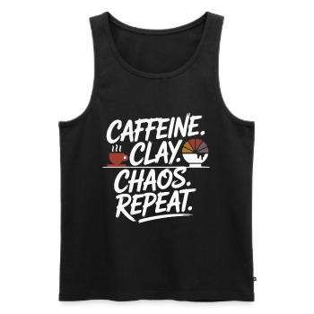 Caffeine Clay Chaos Repeat Design - Men's Premium Organic Tank Top - black - Front - Michal (187cm)