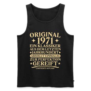 Original 1971 Klassiker Letztes Jahrhundert - Männer Premium Bio Tank Top - Schwarz - Vorne - Michal (187cm)