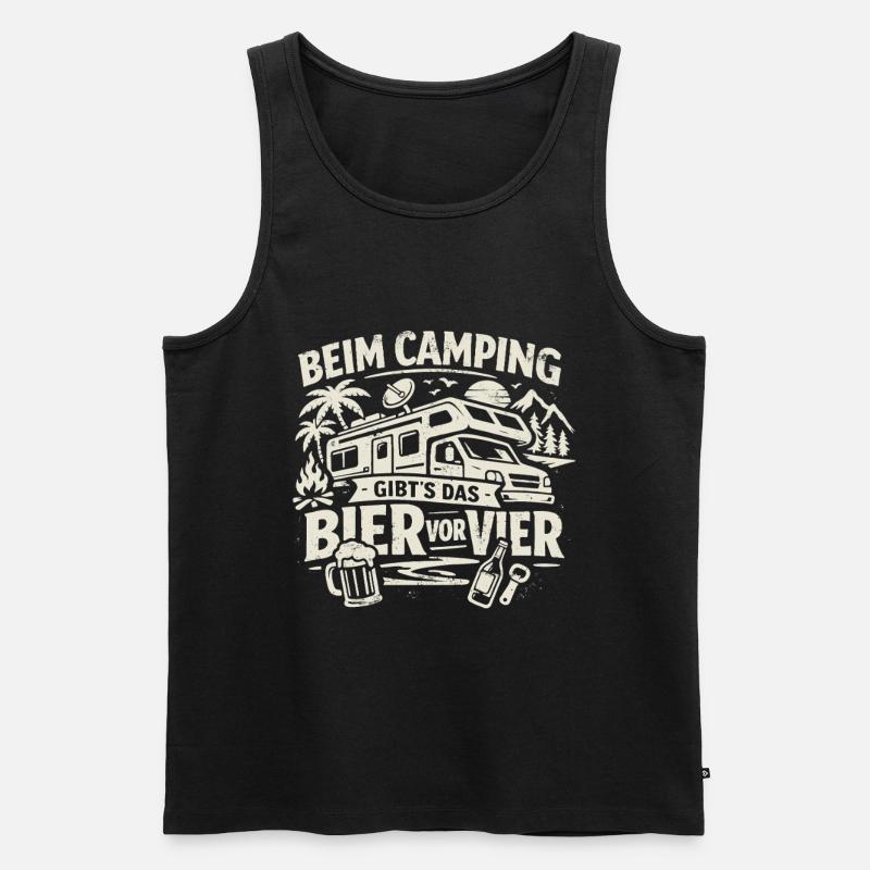 Camping | Bier vor Vier - Männer Premium Bio Tank Top - Schwarz