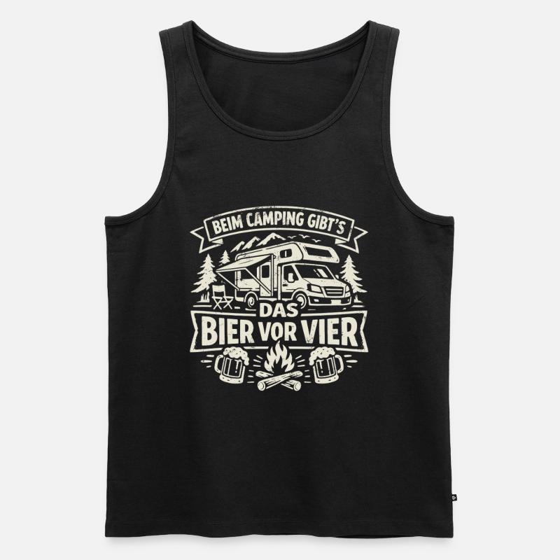 Camping | Bier vor Vier - Männer Premium Bio Tank Top - Schwarz
