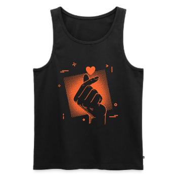 Kpop Musique coréenne Doigt Cœur Mignonne Pop coréenne - Débardeur bio Premium Homme - noir - Devant - AI Model Male 178 light (178cm)
