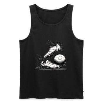 Schwarzweiß Fußball Skizze - Männer Premium Bio Tank Top - Schwarz - Vorne - Michal (187cm)