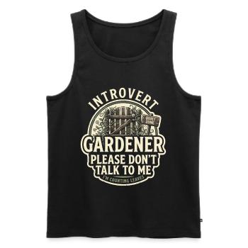 Merci de ne pas approcher l’introverti Gärtner - Débardeur bio Premium Homme - noir - Devant - AI Model Male 178 light (178cm)