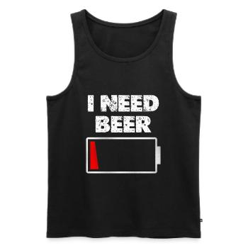 J’ai besoin de bière – Batterie vide - Débardeur bio Premium Homme - noir - Devant - AI Model Male 178 light (178cm)