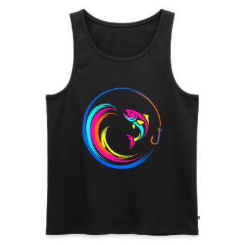 Fish Fish Hook - Men's Premium Organic Tank Top - black - Front - Michal (187cm)