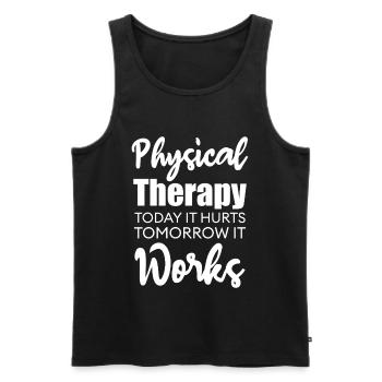 Citation de motivation en physiothérapie - Débardeur bio Premium Homme - noir - Devant - Michal (187cm)
