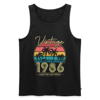 Vintage 1986 Vintage Birthday Gift - Men's Premium Organic Tank Top - black - Front - Michal (187cm)