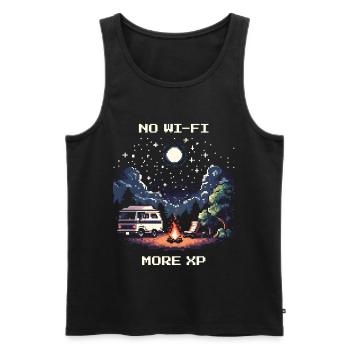 No Wi-Fi, more XP | Van Life Freedom - Men's Premium Organic Tank Top - black - Front - AI Model Male 178 light (178cm)
