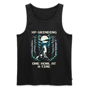 XP farmen mit jedem Heulen | Wolf Spirit - Männer Premium Bio Tank Top - Schwarz - Vorne - AI Model Male 178 light (178cm)