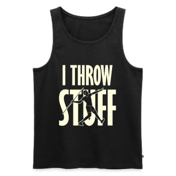 I Throw Stick Sport Tee - Men's Premium Organic Tank Top - black - Front - AI Model Male 178 light (178cm)