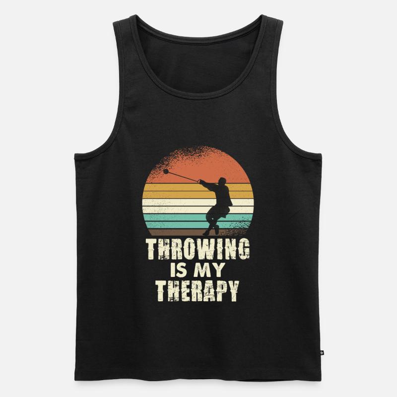 Throwing Therapy Retro Sunset - Männer Premium Bio Tank Top - Schwarz