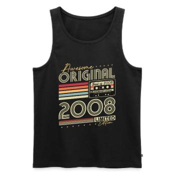 Original 2008 Vintage Born Retro Birthday - Men's Premium Organic Tank Top - black - Front - Michal (187cm)