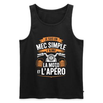 Ich bin ein einfacher Typ, ich mag Motorradfahren und Aperitifs - Männer Premium Bio Tank Top - Schwarz - Vorne - Michal (187cm)