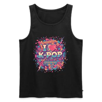 J’adore la musique coréenne K-Pop Fever Beat - Débardeur bio Premium Homme - noir - Devant - AI Model Male 178 light (178cm)